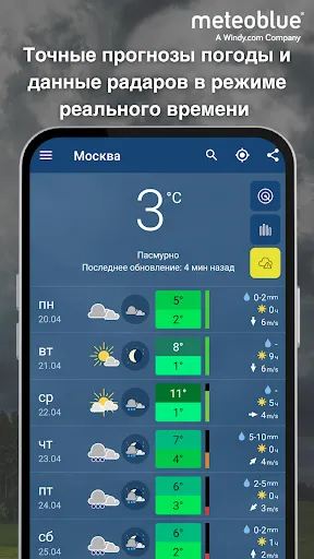 Скриншот 1 — Погода и радар дождя meteoblue