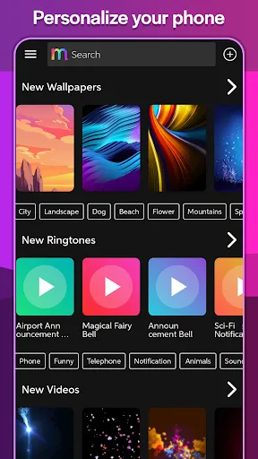 Скриншот 1 — Ringtones & Wallpapers - Mob24