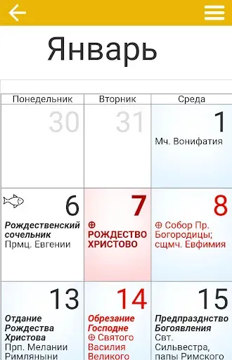 Скриншот 2 — Церковный календарь 2025