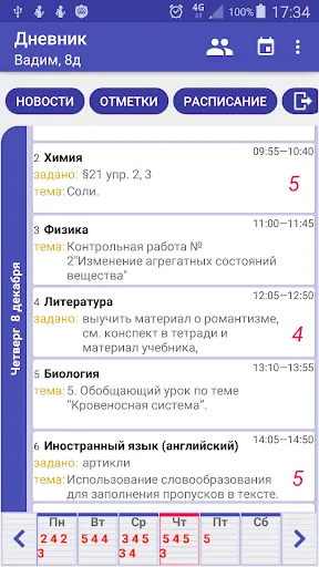 Скриншот 1 — Электронный Дневник СПб