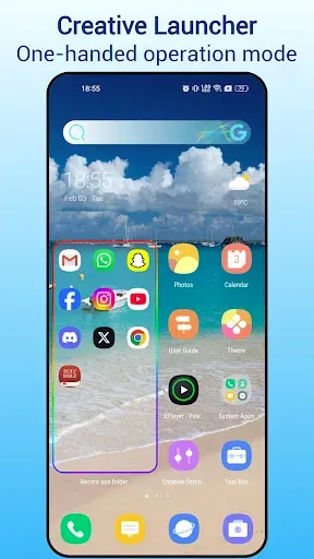 Скриншот 1 — Handy Launcher:Onehanded,Smart