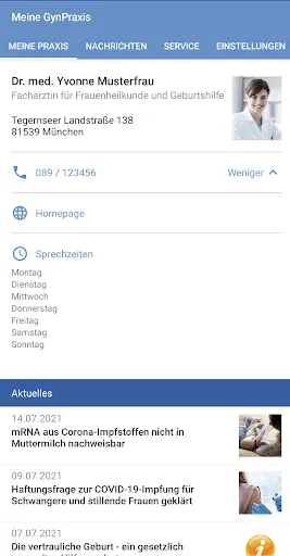 Скриншот 1 — PraxisApp - Meine GynPraxis