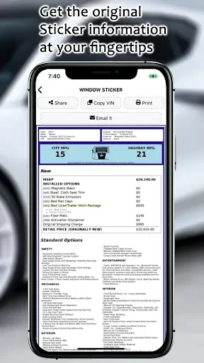 Скриншот 3 — Monroney Labels VIN Decoder