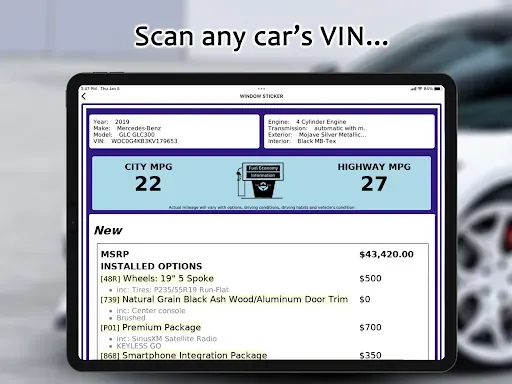 Скриншот 5 — Monroney Labels VIN Decoder