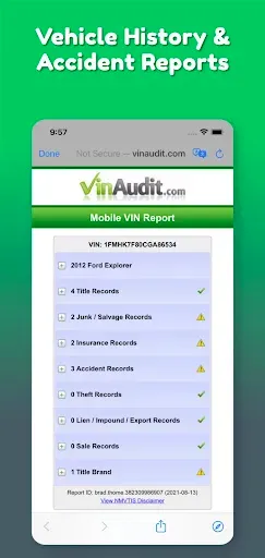 Скриншот 3 — VIN Check Report for Used Cars