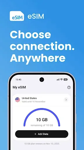 Скриншот 1 — eSim Prepaid Mobile Travel App
