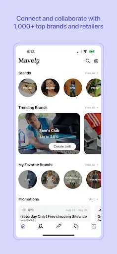 Скриншот 1 — Mavely - Influencer Rewards