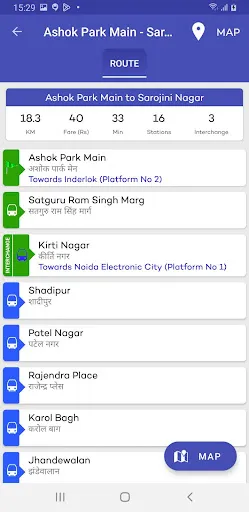 Скриншот 2 — Metro Route & Map - Delhi