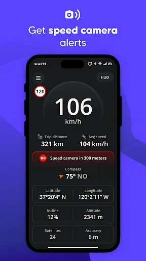 Скриншот 1 — Karta Cockpit: Speedometer HUD
