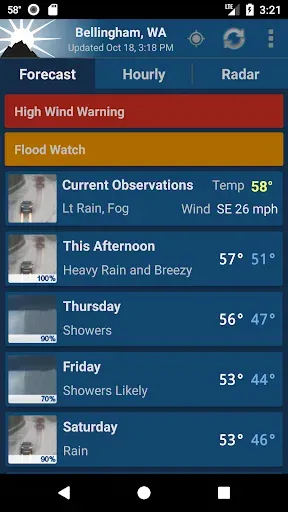 Скриншот 1 — NOAA Weather Unofficial (Pro)
