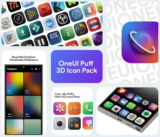 Скриншот 1 — OneUi Puff 3D Icon Pack