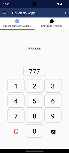 Скриншот 1 — Коды регионов России