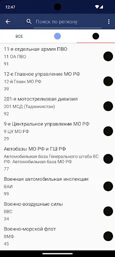 Скриншот 4 — Коды регионов России