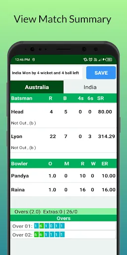 Скриншот 4 — Cricket: Local match scorebook