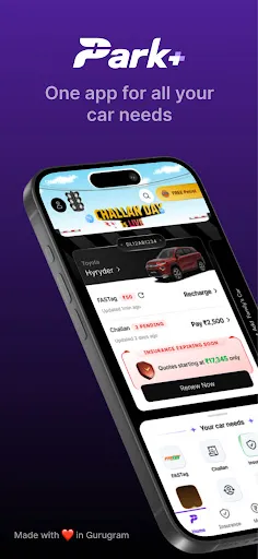 Скриншот 1 — Park+: FASTag & Challan App