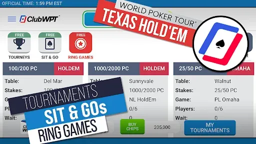 Скриншот 2 — ClubWPT: Free Poker, Casino