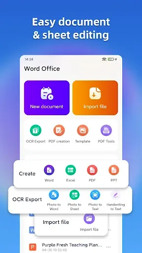 Скриншот 1 — Word Office-Docx,Лист,PDF