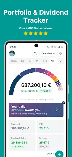 Скриншот 1 — Parqet - Portfolio Tracker