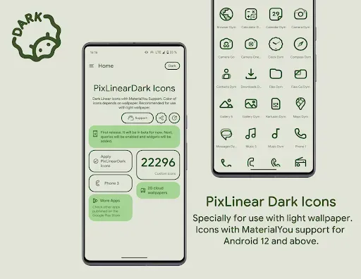 Скриншот 1 — PixLinear Dark Icon Pack