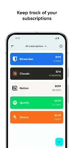 Скриншот 1 — Tilla - subscriptions manager