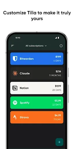 Скриншот 4 — Tilla - subscriptions manager