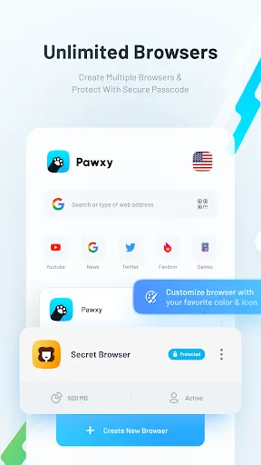 Скриншот 1 — Pawxy - Fast VPN & Web Browser