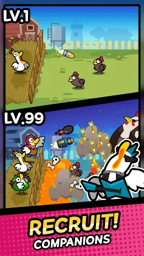 Скриншот 2 — Duck vs Chicken : Idle Defense