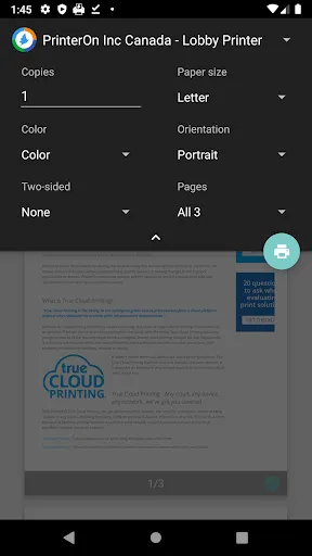 Скриншот 2 — PrinterOn Print Service