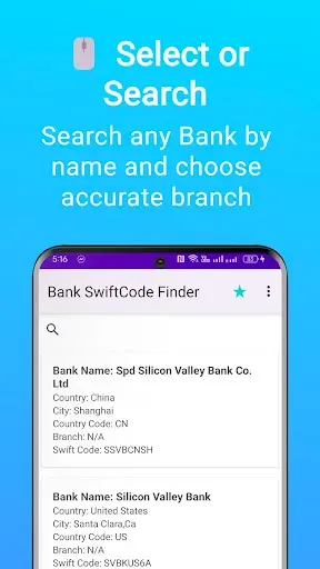 Скриншот 1 — Bank Swift Codes Finder