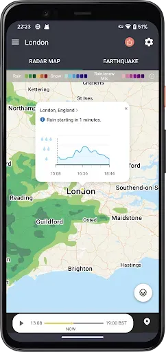 Скриншот 1 — Radar Map & Earthquake Monitor
