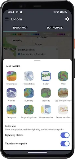 Скриншот 2 — Radar Map & Earthquake Monitor