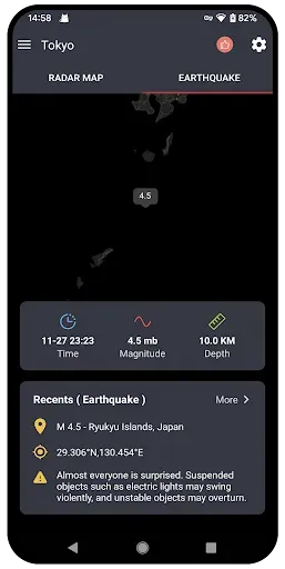 Скриншот 4 — Radar Map & Earthquake Monitor