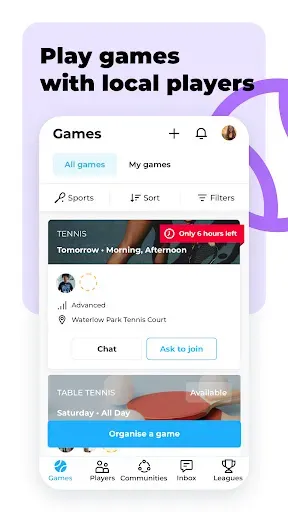 Скриншот 1 — RacketPal: Find Nearby Players