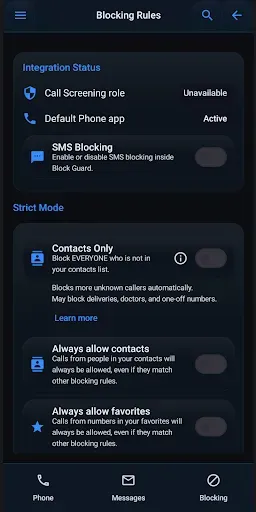 Скриншот 2 — Block Guard Блокировка вызовов