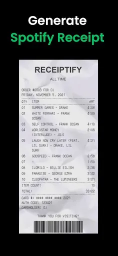 Скриншот 3 — Статистика Spotify: Receiptify