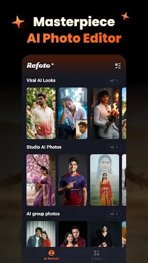 Скриншот 1 — Refoto : AI Photo Studio
