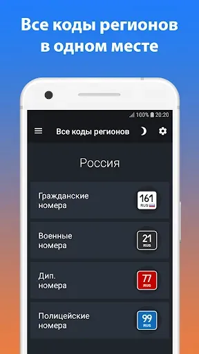Скриншот 5 — Все коды регионов. Справочник