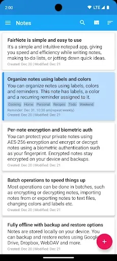 Скриншот 1 — FairNote - Encrypted Notes