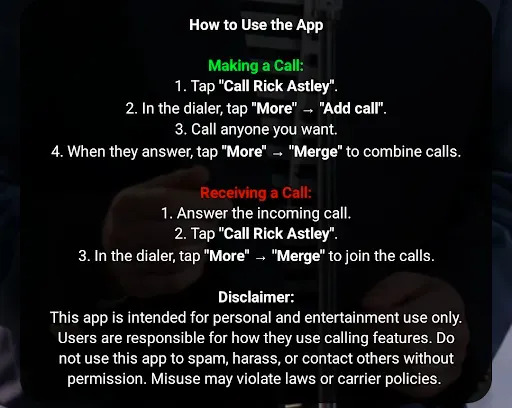 Скриншот 2 — Rickroll Dialer
