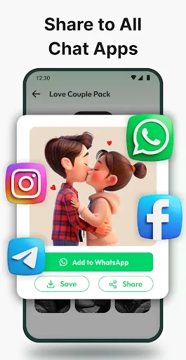Скриншот 6 — Romantic Love Emoji WAStickers