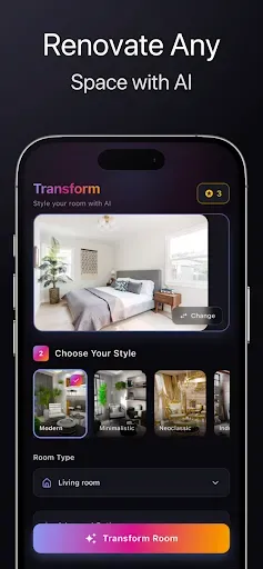 Скриншот 1 — RoomStylerAI - Interior Design