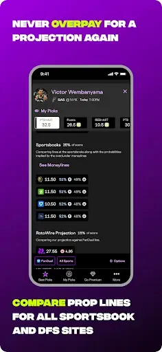 Скриншот 2 — RotoWire Picks | Player Props