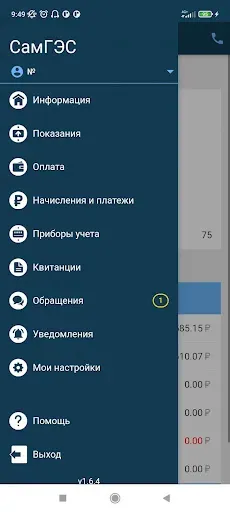 Скриншот 1 — СамГЭС Личный кабинет