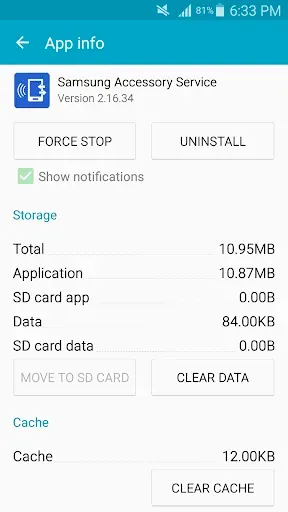 Скриншот 1 — Samsung Accessory Service