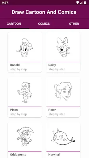 Скриншот 1 — How To Draw Cartoons & Comics