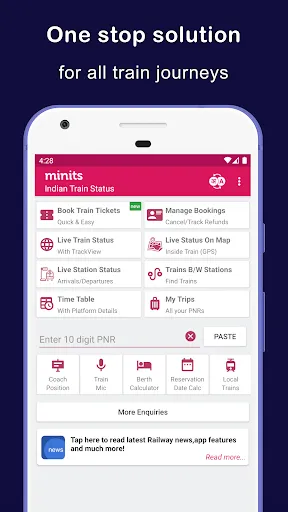 Скриншот 3 — Indian Train Status - minits