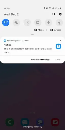 Скриншот 1 — Samsung push service