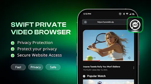 Скриншот 1 — Swift Private Video Browser