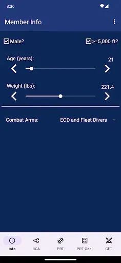 Скриншот 1 — Navy PFA Calc