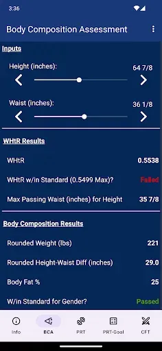 Скриншот 2 — Navy PFA Calc
